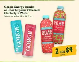Sprouts Farmers Market Gorgie Energy Drinks or Roar Organic Flavored Electrolyte Water offer