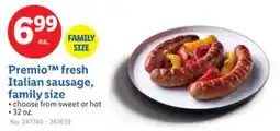 Lidl Premio fresh Italian sausage, family size offer