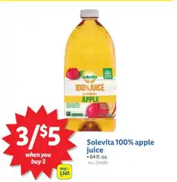 Lidl Solevita 100% apple juice offer