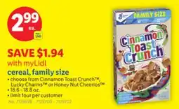 Lidl cereal, family size offer