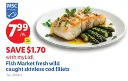 Lidl Fish Market fresh wild caught skinless cod fillets offer