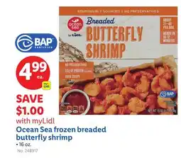 Lidl Ocean Sea frozen breaded butterfl y shrimp offer