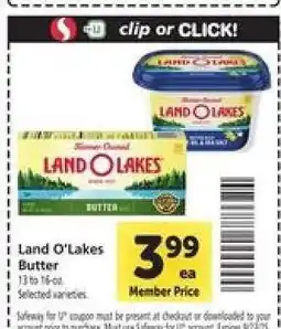 Safeway Land O Lakes Butter offer