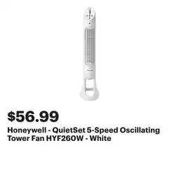 Best Buy Honeywell - QuietSet 5-Speed Oscillating Tower Fan HYF260W - White offer