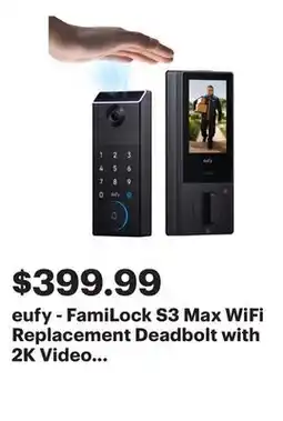 Best Buy eufy - FamiLock S3 Max WiFi Replacement Deadbolt with 2K Video Doorbell and Palm Scanner - Gray offer