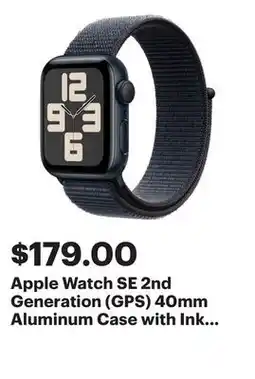 Best Buy Apple Watch SE 2nd Generation (GPS) 40mm Aluminum Case with Ink Sport Loop - Midnight - (2024) offer