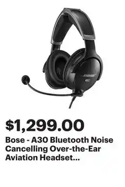 Best Buy Bose - A30 Bluetooth Noise Cancelling Over-the-Ear Aviation Headset with 6-pin LEMO Plug - Black offer