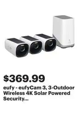 Best Buy eufy - eufyCam 3, 3-Outdoor Wireless 4K Solar Powered Security Cameras with HomeBase 3 - White offer