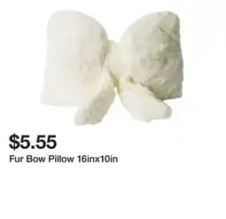 Five Below Fur Bow Pillow 16inx10in offer