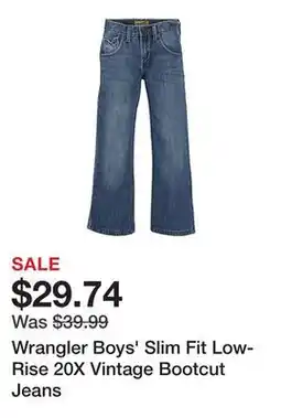 Tractor Supply Company Wrangler Boys' Slim Fit Low-Rise 20X Vintage Bootcut Jeans offer