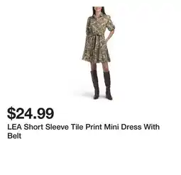 Marshalls LEA Short Sleeve Tile Print Mini Dress With Belt offer