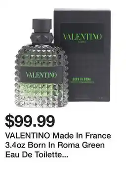 Marshalls VALENTINO Made In France 3.4oz Born In Roma Green Eau De Toilette For Men offer