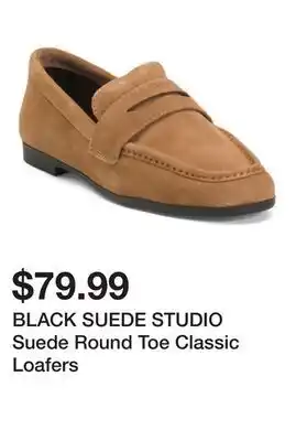 Marshalls BLACK SUEDE STUDIO Suede Round Toe Classic Loafers offer