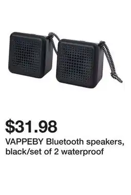 Ikea VAPPEBY Bluetooth speakers, black/set of 2 waterproof offer