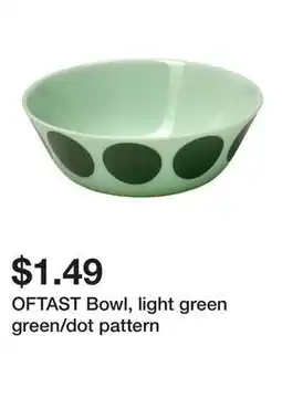Ikea OFTAST Bowl, light green green/dot pattern offer