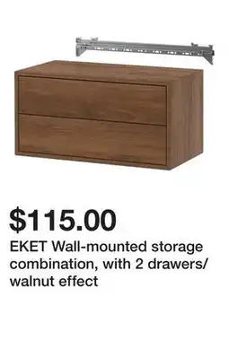 Ikea EKET Wall-mounted storage combination, with 2 drawers/walnut effect offer