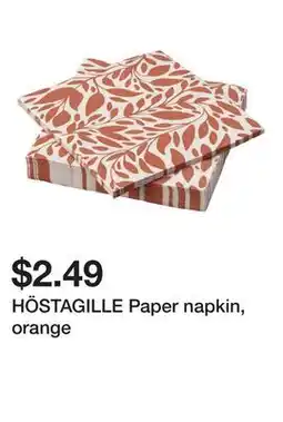 Ikea HÖSTAGILLE Paper napkin, orange offer