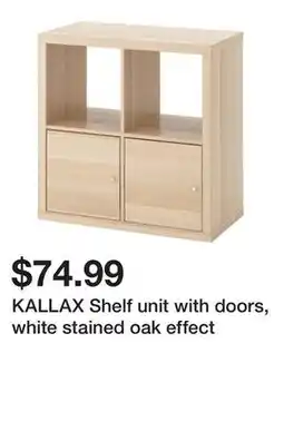 Ikea KALLAX Shelf unit with doors, white stained oak effect offer