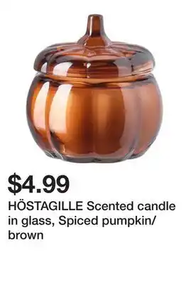 Ikea HÖSTAGILLE Scented candle in glass, Spiced pumpkin/brown offer