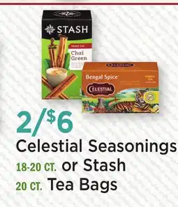 Heinen's Celestial Seasonings 18-20 CT. or Stash 20 CT. Tea Bags offer