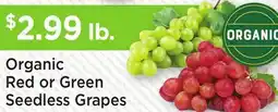 Heinen's Organic Red or Green Seedless Grapes offer