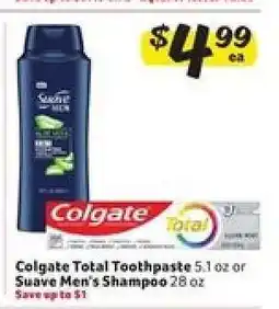 Winn Dixie Colgate Total Toothpaste or Suave Men's Shampoo offer