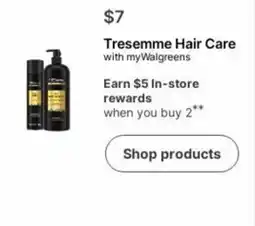 Walgreens Tresemme Hair Care offer