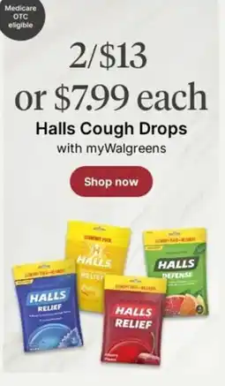 Walgreens Halls Cough Drops offer
