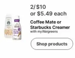 Walgreens Coffee Mate or Starbucks Creamer offer