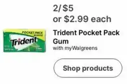 Walgreens Trident pocket pack gum offer