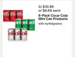 Walgreens 6-Pack Coca-Cola Mini Can Products offer