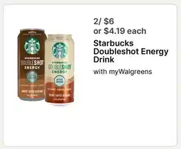 Walgreens Starbucks Doubleshot Energy Drink offer