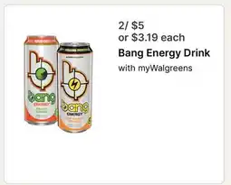 Walgreens Bang Energy Drink with myWalgreens offer