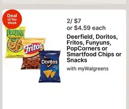 Walgreens Deerfield, Doritos, Fritos, Funyuns, PopCorners or Smartfood Chips or Snacks offer