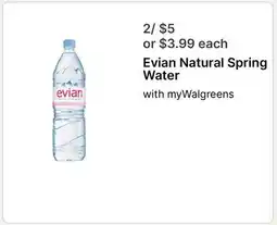 Walgreens Evian Natural Spring Water offer