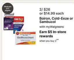 Walgreens Boiron, Cold-Eeze or Sambucol offer