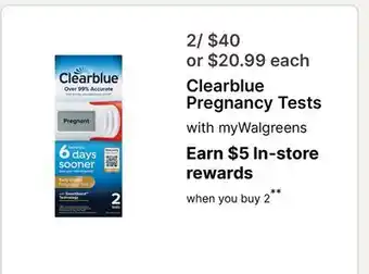 Walgreens Clearblue Pregnancy Tests offer