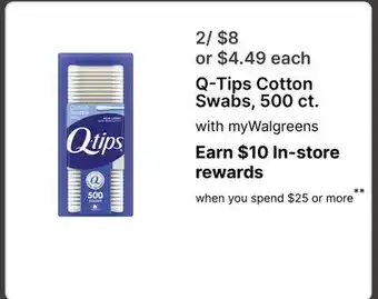 Walgreens Q-Tips Cotton Swabs, 500 ct offer