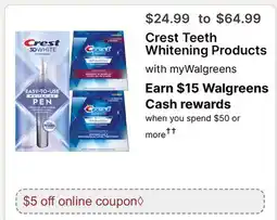 Walgreens Crest Teeth Whitening Products with myWalgreens offer
