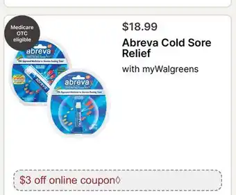Walgreens Abreva Cold Sore Relief offer