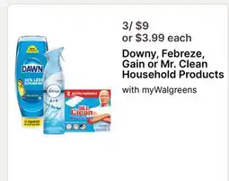 Walgreens Downy, Febreze, Gain or Mr. Clean Household Products offer
