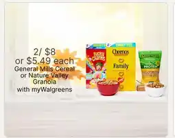Walgreens General Mills Cereal or Nature Valley Granola offer