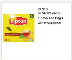 Walgreens Lipton Tea Bags offer