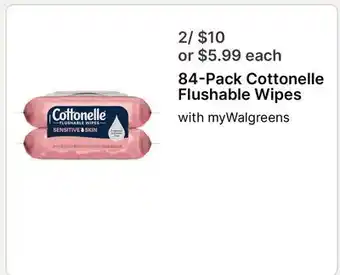 Walgreens 84-Pack Cottonelle Flushable Wipes offer