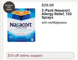 Walgreens 2-Pack Nasacort Allergy Relief, 120 Sprays offer
