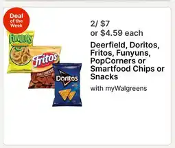 Walgreens Deerfield, Doritos, Fritos, Funyuns, PopCorners or Smartfood Chips or Snacks with myWalgreens offer