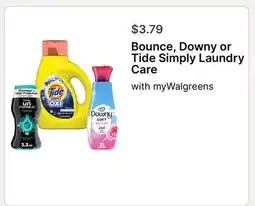 Walgreens Bounce, Downy or Tide Simply Laundry Care offer