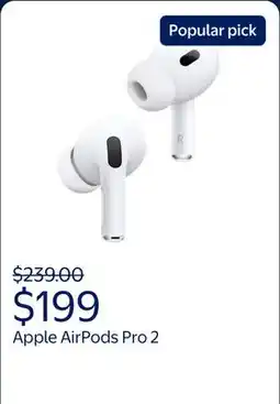 Walmart Apple AirPods Pro 2, Wireless Earbuds, Active Noise Cancellation, Hearing Aid Feature offer