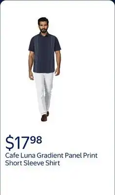 Walmart Cafe Luna Men's and Big Men's Gradient Panel Print Short Sleeve Woven Shirt offer