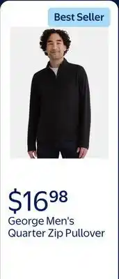 Walmart George Men's Quarter Zip Pullover with Long Sleeves offer